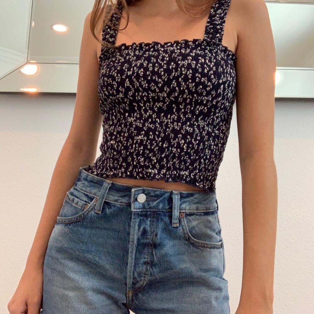 Brandy Melville navy floral tank